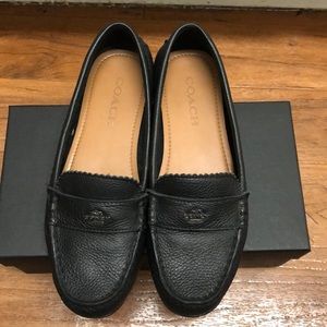 Coach Black Pebble Grain Leather Flat